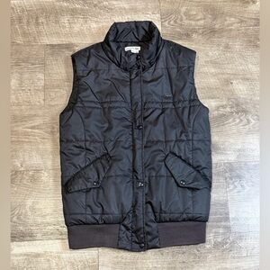 Lacoste Puffer Vest Womens 38 M Black Full Zip Snap Quilted Lightweight